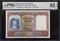 SPAIN. Lot of (2). Banco de Espana. 500 Pesetas, 1928-31. P-77a & 84. PMG Choice About Uncirculated 58 EPQ & Gem Uncirculated 65 EPQ.

Estimate: $10...
