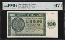 SPAIN. Banco de Espana. 100 Pesetas, 1936. P-101a. PMG Superb Gem Uncirculated 67 EPQ.

Estimate: $100.00- $200.00