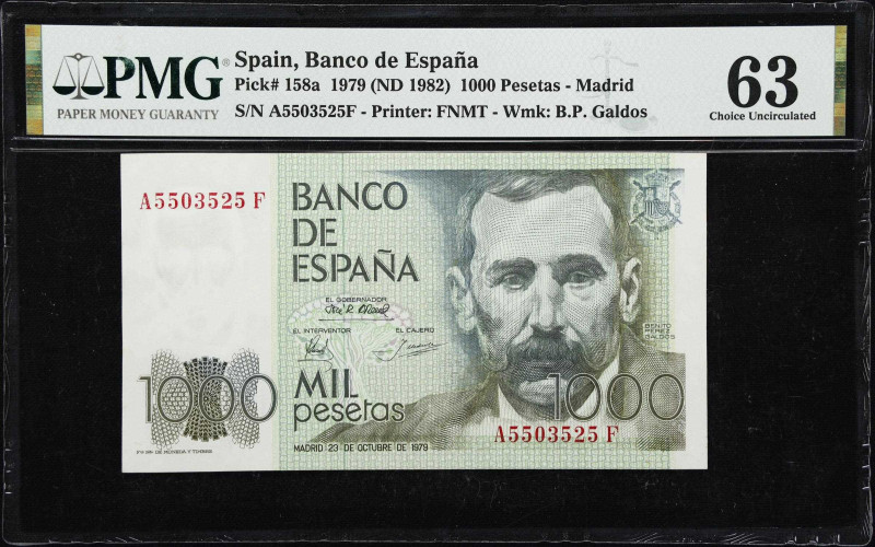 SPAIN. Banco de Espana. 1000 Pesetas, 1979. P-158a. PMG Choice Uncirculated 63....