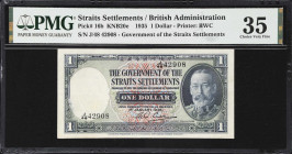 STRAITS SETTLEMENTS. Government of the Straits Settlements. 1 Dollar, 1935. P-16b. KNB20e. PMG Choice Very Fine 35.
Printed by BWC. King George V at ...