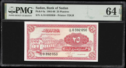 SUDAN. Bank of Sudan. 25 Piastres, 1964-66. P-6a. PMG Choice Uncirculated 64 EPQ.

Estimate: $75.00- $125.00