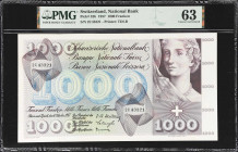 SWITZERLAND. Schweizerische Nationalbank. 1000 Franken, 1957. P-52b. PMG Choice Uncirculated 63.
Large format high denomination banknote printed by T...