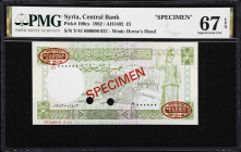 SYRIA. Lot of (2). Banque de Syrie & Central Bank of Syria. 5 Piastres & 5 Pounds, 1919-82. P-1a & 100cs. PMG Very Fine 20 & Superb Gem Uncirculated 6...