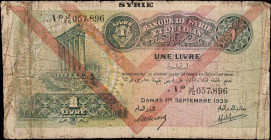 SYRIA. Banque de Syrie et du Liban. 1 Livre, 1939. P-40e.

Estimate: $30.00- $50.00