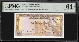 SYRIA. Lot of (3). Central Bank of Syria. 1 Pound, 1958-67. P-86a & 93b. PMG Choice Uncirculated 63 EPQ & Choice Uncirculated 64 EPQ.

Estimate: $15...