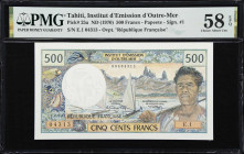 TAHITI. Institut d'Emission d'Outre-Mer. 500 Francs, ND (1970). P-25a. PMG Choice About Uncirculated 58 EPQ.

Estimate: $75.00- $125.00