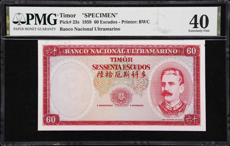 TIMOR. Banco Nacional Ultramarino. 60 Escudos, ND (1959). P-23s. Specimen. PMG E...