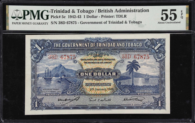 TRINIDAD & TOBAGO. Government of Trinidad and Tobago. 1 Dollar, 1943. P-5c. PMG ...