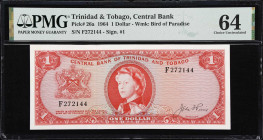 TRINIDAD & TOBAGO. Central Bank of Trinidad and Tobago. 1 Dollar, 1964. P-26a. PMG Choice Uncirculated 64.

Estimate: $100.00- $200.00