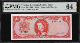 TRINIDAD & TOBAGO. Lot of (2). Central Bank of Trinidad and Tobago. 1 & 5 Dollars, 1964. P-26a & 27a. PMG About Uncirculated 50 & Choice Uncirculated ...