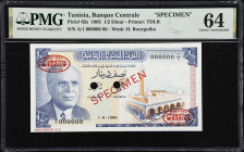 TUNISIA. Banque Centrale de Tunisie. 1/2 Dinar, 1965. P-62s. Specimen. PMG Choice Uncirculated 64.

Estimate: $150.00- $300.00