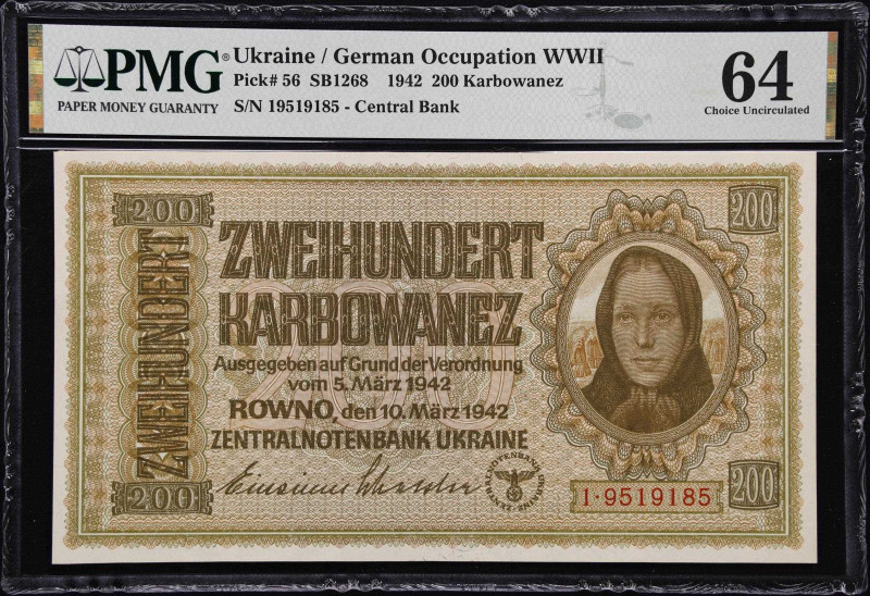 UKRAINE. Zentralnotenbank Ukraine. 200 Karbowanez, 1942. P-56. SB1268. PMG Choic...