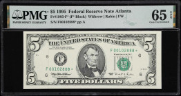 UNITED STATES. Lot of (3) Fr. 1911-Bm, 1985-F*, & 3005-B. 1981-2017A. 1 & 5 Dollar Federal Reserve Notes. Atlanta & New York. PMG Very Fine 30 to Gem ...