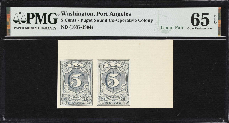 UNITED STATES. Lot of (2). Puget Sound Co-Operative Colony. 5 & 25 Cents, ND (18...