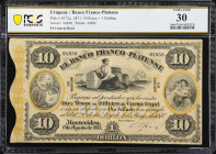 URUGUAY. Lot of (2). Banco Franco-Platense. 10 Pesos = 1 Doblon, 1871. P-S171a & S172a. PMG Very Fine 20 & PCGS Banknote Very Fine 30.

Estimate: $1...