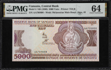 VANUATU. Reserve Bank of Vanuatu. 5000 Vatu, ND (1993). P-7. PMG Choice Uncirculated 64.

Estimate: $75.00- $100.00