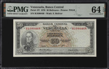 VENEZUELA. Lot of (3). Banco Central de Venezuela. 50 Bolivares, 1970. P-47f. Consecutive. PMG Choice Uncirculated 63 & Choice Uncirculated 64 EPQ.
S...