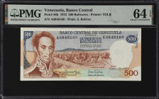 VENEZUELA. Lot of (2). Banco Central de Venezuela. 500 Bolivares, 1972. P-56b. Consecutive. PMG Choice Uncirculated 64 EPQ.
Serial numbers A0848160-1...