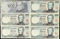 VENEZUELA. Lot of (6). Banco Central de Venezuela. 2000 Bolivares, 1994-98. P-74a, 74b, 77a, 77b, 77c & 80. Uncirculated.

Estimate: $100.00- $150.0...