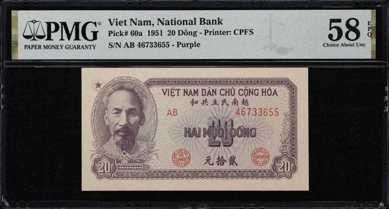 VIETNAM. Viet Nam Dan Chu Cong Hoa. 20 Dong, 1951. P-60a. PMG Choice About Uncir...