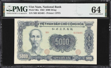 VIETNAM. Lot of (2). Ngan Hang Quoc Gia Viet-Nam. 1000 & 5000 Dong, 1951-53. P-65a & 66a. PMG Choice About Uncirculated 58 to Choice Uncirculated 64....