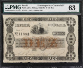 MIXED LOTS. Lot of (2). Brazil & Uruguay. Banco de Credito Auxiliar & Tesouro Nacional. 10 Mil Reis & 50 Pesos, 1888 & ND (ca. 1852-70). P-A231x & S16...
