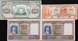 MIXED LOTS. Lot of (4). Brazil, Haiti & Spain. Mixed Banks. 5 Gourdes, 100 Mil Reis & 500 Pesetas, 1931 & ND (1929-50). P-84, 172bs & S541r. Very Fine...