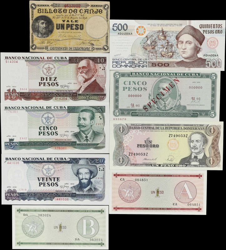 MIXED LOTS. Lot of (9). Cuba, Dominican Republic & Puerto Rico. Mixed Banks. Mix...