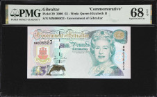 MIXED LOTS. Lot of (3). Gibraltar, Jersey, & Scotland. Mixed Banks. 5 & 10 Pounds, ND 1993 (2000-06). P-22a, 29 & 229E. PMG Gem Uncirculated 66 EPQ to...