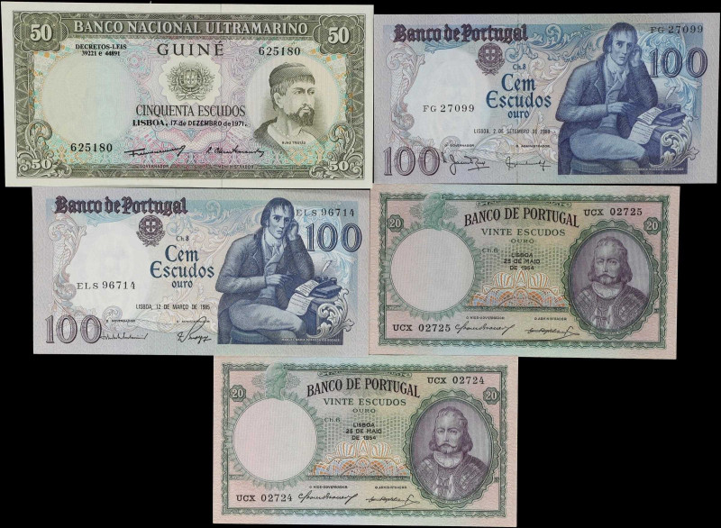 MIXED LOTS. Lot of (5). Portugal & Portuguese Guinea. Banco de Portugal & Banco ...