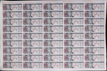 MIXED LOTS. Uncut Sheet of (45). De La Rue Giori S.A. 1 Pass, ND. P-Unlisted.

Estimate: $25.00- $50.00