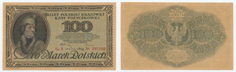 100 marek polskich 1919 - Ser. A 485166 Ciekawa pierwsza seria odmiany jednolite...