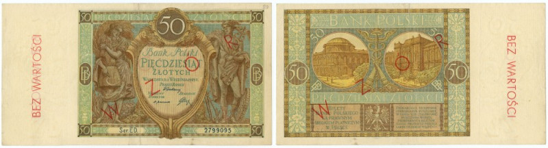 50 złotych 1929 - Ser. ED. 2799095 - WZÓR Nadruk WZÓR z okresu późniejszego, tzw...