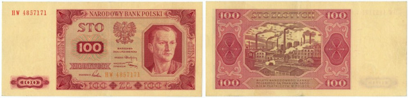 100 złotych 1948 - seria HW - papier prążkowany Papier prążkowany. 
Reference: ...