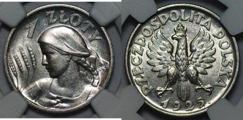 1 złoty 1925 - Żniwiarka NGC UNC DETAILS Mennicza moneta, ale niestety przeczysz...