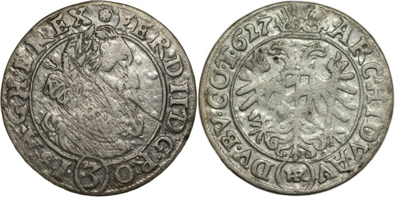 Śląsk - Ferdynand II - 3 krajcary 1627 (HR) Wrocław 
Grade: VF+