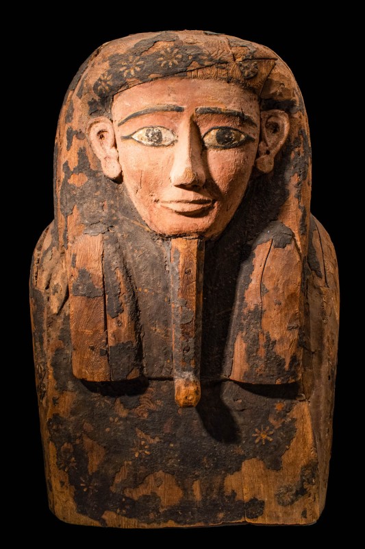 EGYPTIAN ANTHROPOMORPHIC WOODEN SARCOPHAGUS LID

Late Period, 26th Dynasty, Ca...