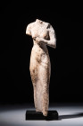 EGYPTIAN LIMESTONE STATUETTE OF PRINCESS OR QUEEN

 New Kingdom, 19th Dynasty, Ca. 1292 - 1189 BC An amazing Egyptian limestone figure depicting a p...