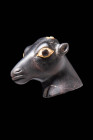 EGYPTIAN STONE HEAD OF A DEER WITH INLAID EYES

 New Kingdom, 18th to 20th Dynasty, Ca. 1550 - 1069 BC An Egyptian delicate stone head of a deer wit...