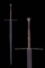 MASSIVE TEUTONIC KNIGHTS TWO HANDED GREATSWORD - 207 CM

 Ca. Late 16th century AD or earlier A colossal two-handed sword with a straight, double-ed...