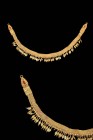 STUNNING GREEK BAND GOLD NECKLACE WITH LEAF-SHAPED PENDANTS

Ca. 330 - 300 BC A Greek gold necklace comprised of ten finely threaded gold chains, fr...