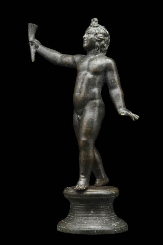 MASSIVE ROMAN BRONZE CUPID STATUETTE

 Ca. 100 AD A plump figure of Cupid is d...