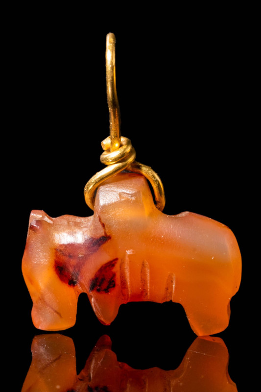 EGYPTIAN RED CARNELIAN HIPPOPOTAMUS AMULET 

 Ca. 2055 - 1790 BC An Egyptian c...