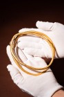 HEAVY CELTIC GOLD NECK TORC - 300 GRAMS

Ca. 500 - 300 BC An elegant gold neck torc of an open circular form decorated with finials of geometric mot...