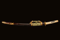 JAPANESE KODACHI SWORD SIGNED BISHU OSAFUNE MORIMOTO

 Ca. 14th to 15th Century AD A Japanese kodachi short sword signed “Bishu Osafune Morimoto” on...