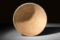 ARAMAIC TERRACOTTA INCANTATION DEVIL TRAP BOWL

 Ca. AD 600 - 800 A Judeo-Aramaic terracotta bowl featuring a gently pointed base and uniformly thic...