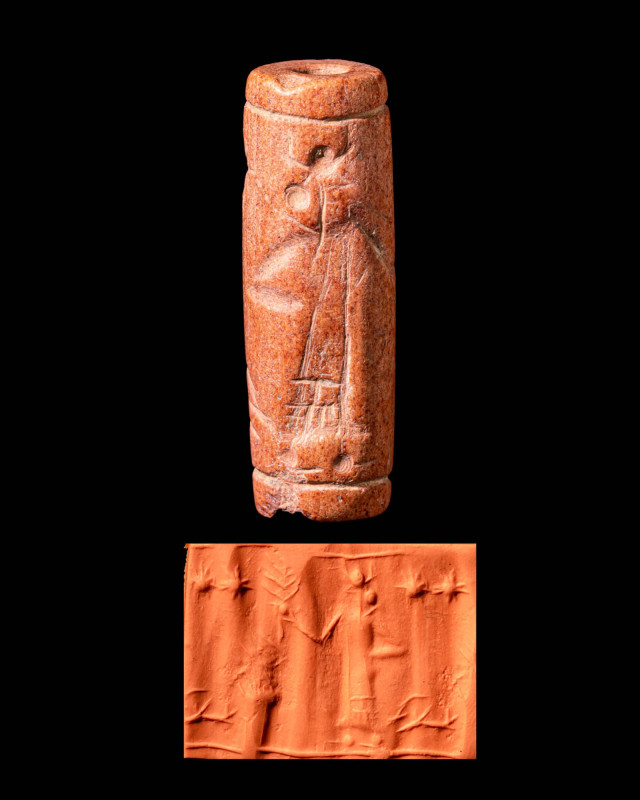 ANCIENT PERSIAN PINK STONE CYLINDER SEAL - ORIGINAL LAMBERT REPORT

 Ca. 1300 ...