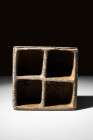 BACTRIAN CHLORITE COSMETIC PALETTE

 Ca. 3000 - 2000 BC A Bactrian chlorite cosmetic palette made from a lightweight stone, possibly anthracite. Rec...