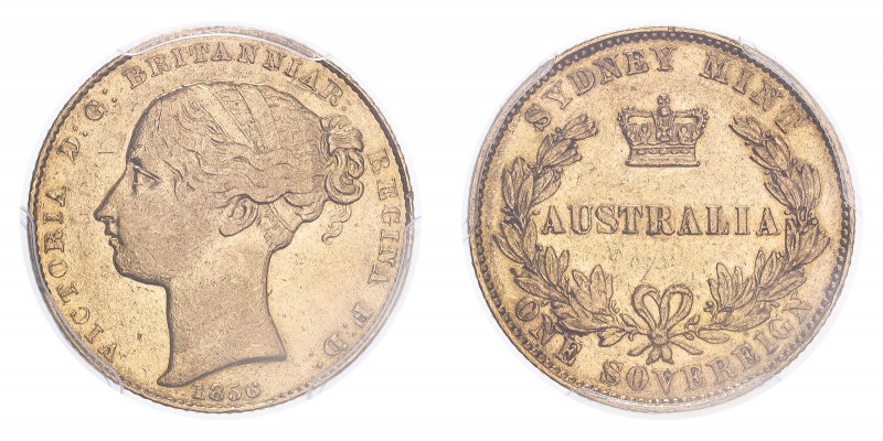 AUSTRALIA. Victoria, 1837-1901. Sovereign, 1856 SY, Very rare. 7.98 g. Marsh 361...