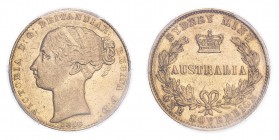 AUSTRALIA. Victoria, 1837-1901. Sovereign, 1856 SY, Very rare. 7.98 g. Marsh 361; KM-2; Fr-9. 
Young filleted head of Victoria facing left, date below...